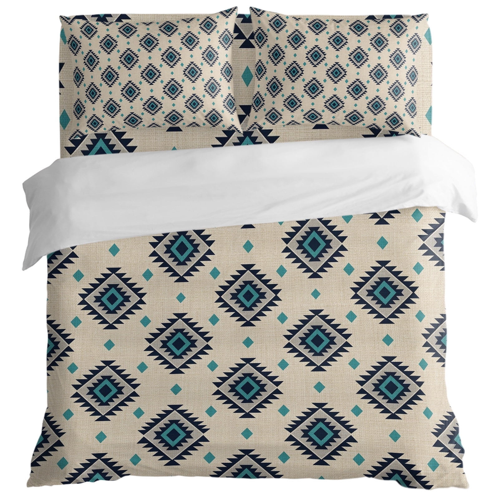 Bohemian Diamond Pattern Duvet Cover Set King Size, Boho Tribal ...