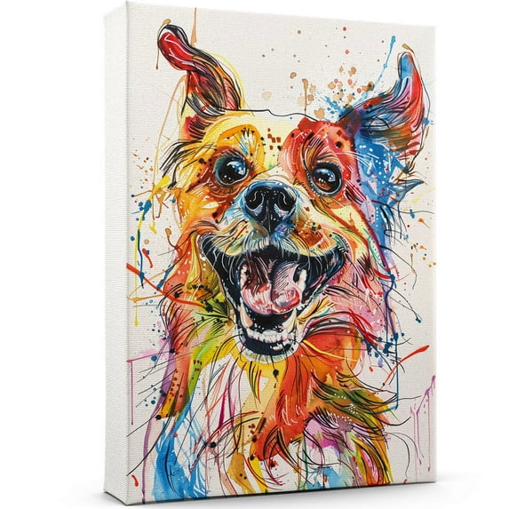 Bohemian Dog Canvas Wall Art Prints,Watercolor Dog Art Canvas Painting Poster,Pet Canvas Painting Puppy Artwork 8x12 inches