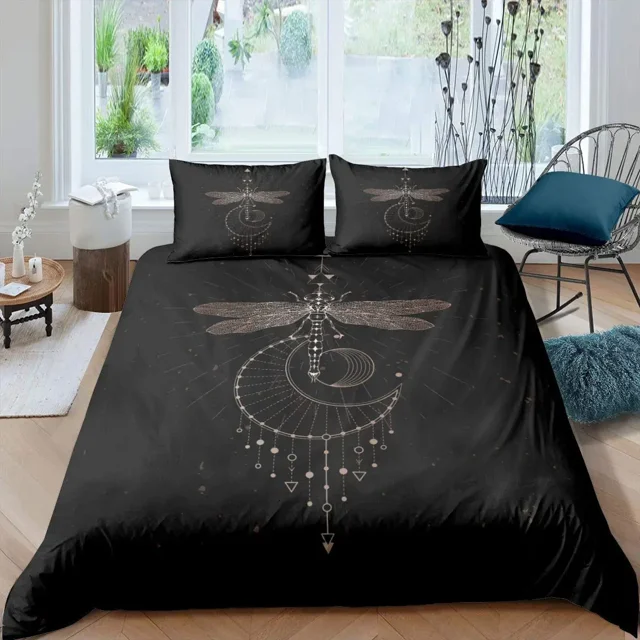 Bohemian Dragonfly Duvet Cover Set King Size Mandala Paisley Bedding