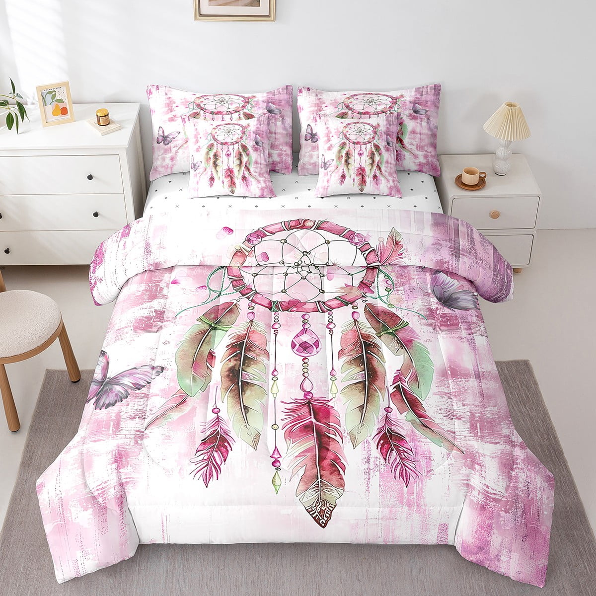 Bohemian Dream Catcher Bedding Comforter Sets 7 Pieces for Girls Women