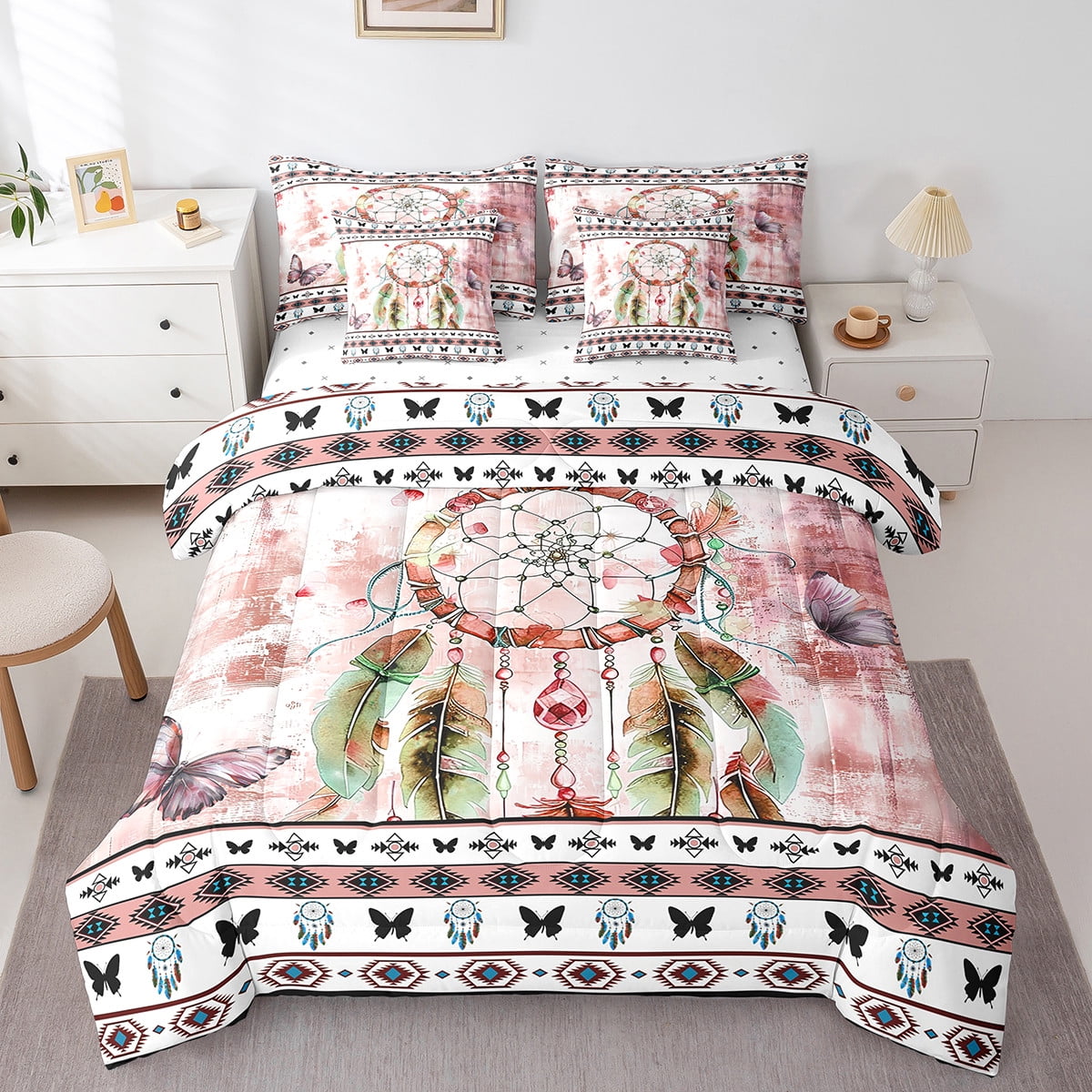 Bohemian Dream Catcher Bedding Comforter Sets 7pcs for Girls Women