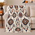 thumbnail image 1 of Bohemian Dreamcatcher Pattern Cream Rustic, Cozy Friendship Quote Scene, Warm Flannel Blanket for Living Room and Reading Nook, Art Lovers Friendship Gift, Artistic Home Decor, 1 of 9
