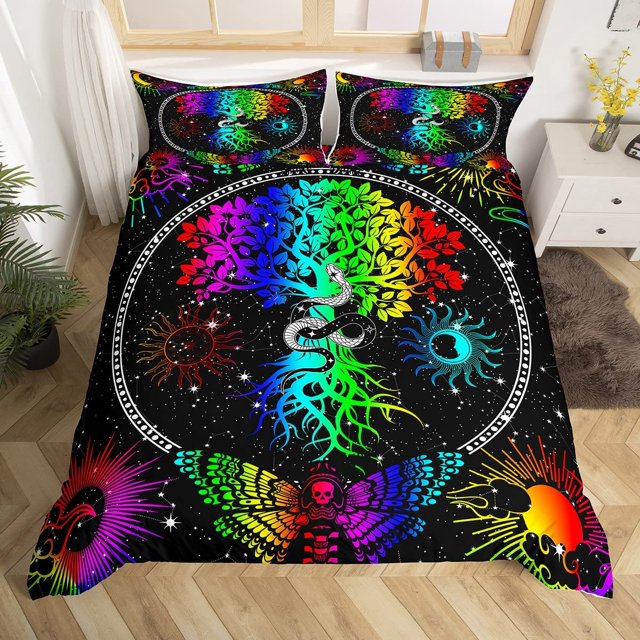 Bohemian Duvet Cover Colorful Tree of Life Bedding Set for Kids Child