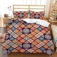 thumbnail image 1 of Bohemian Duvet Cover Set 3 Pieces Trellis Striped Ethnic Boho Vintage Quilt King for Boy Teens Polyester Bedding Set, 1 of 5