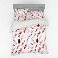 thumbnail image 1 of Bohemian Duvet Cover Set, Fashion Illustration Feathers with Floral Details and Ribbons Vintage Style, Bedding Set with Shams and Fitted Sheet, 3 Sizes, by Ambesonne, 1 of 3