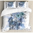thumbnail image 1 of Bohemian Duvet Cover Set, Watercolor Style Dream Catcher Feathers and Butterflies, Decorative 3 Piece Bedding Set with 2 Pillow Shams, Calking Size, Pale Ceil Blue Aqua, by Ambesonne, 1 of 3
