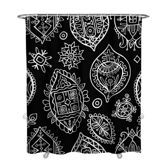 Bohemian Elegant Shower Curtain - Artistic Paisley Floral Pattern, Vintage Ethnic Decor, 72x84 Inches