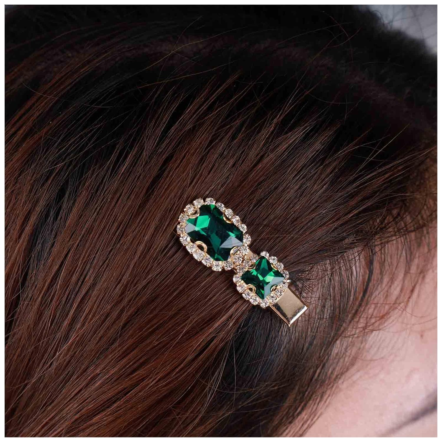 Bohemian Emerald Hair Clip Green Crystal Hair Pins Clips Green Cz Paved Bohemian Emerald Hair Clip Green Crystal Hair Pins Clips Green Cz Paved