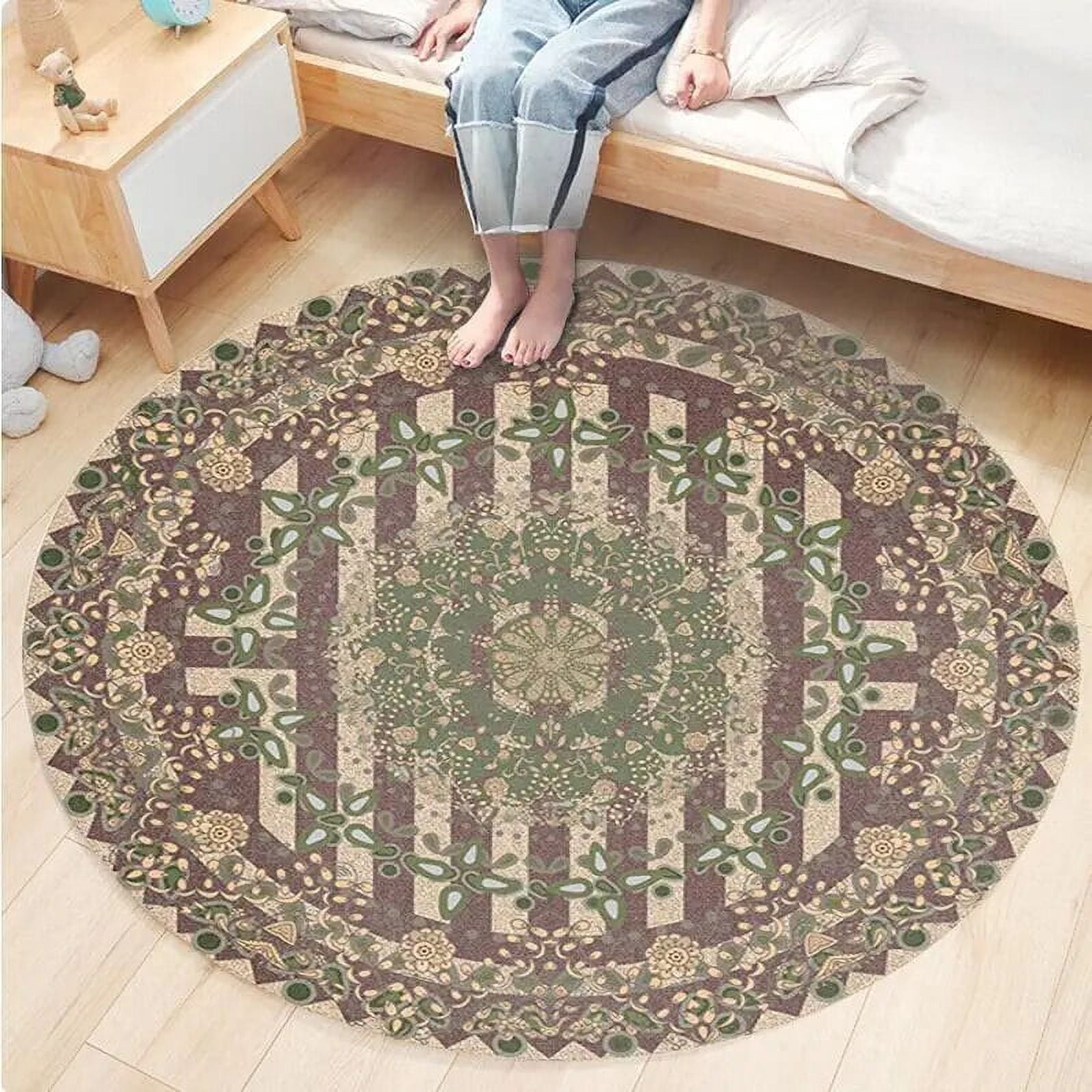 Desktop Rug Bohemian Ethnic Round Rug Living Room Bedroom Bedside Rug Simple ...