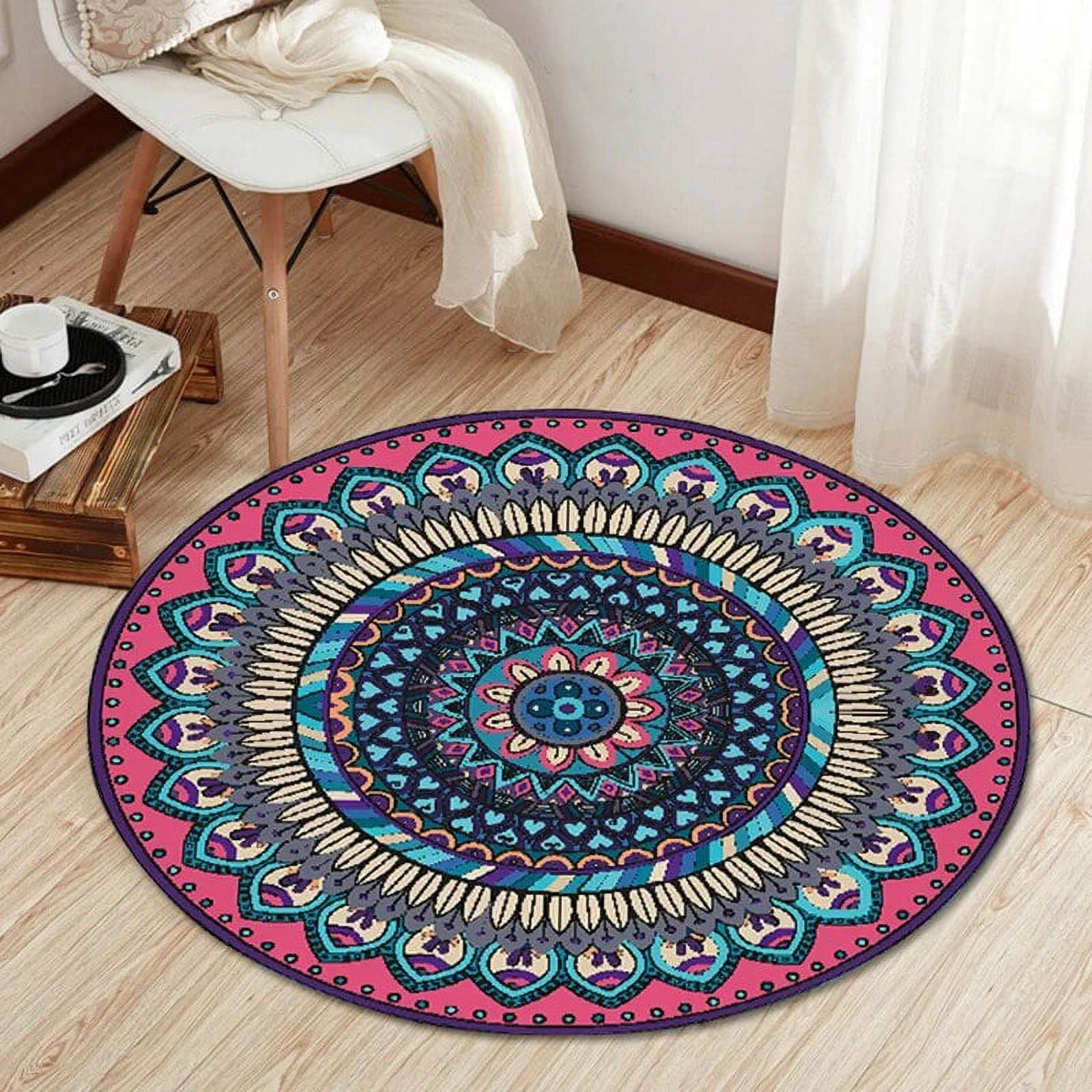 Bohemian Ethnic Round Rug Living Room Bedroom Bedside Rug Simple