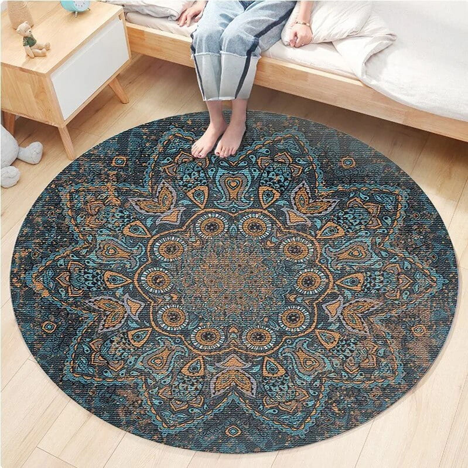 Bohemian Ethnic Round Rugs Living Room Bedroom Bedside Rug Simple