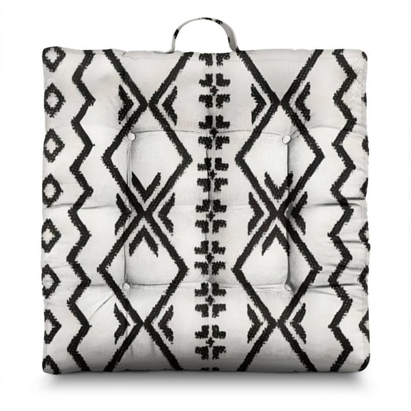 Bohemian Ethnic Rustic 24" Oversized Zabuton Floor Cushion - Colorful Hippie Exotic Meditation Seat with 9-Point Stitching, Earthy Tribal Style for Home Decor & Relaxation