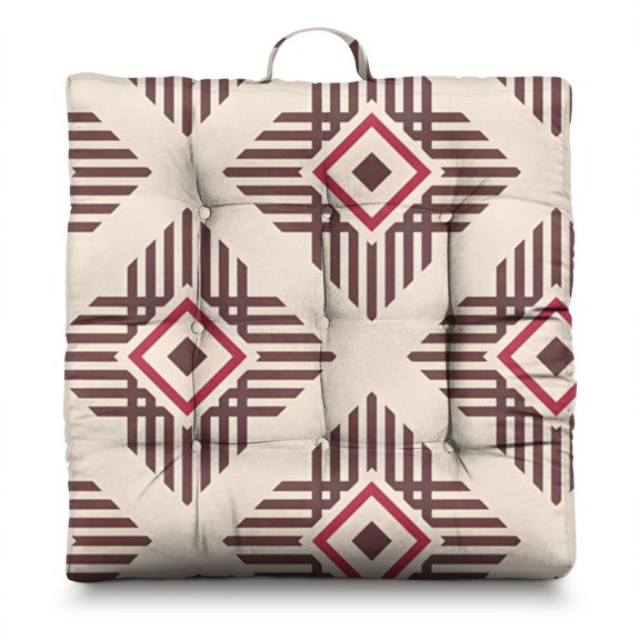 Bohemian Ethnic Rustic 24" Oversized Zabuton Floor Cushion - Colorful Hippie Exotic Meditation Seat with 9-Point Stitching, Earthy Tribal Style for Home Decor & Relaxation