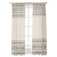thumbnail image 1 of Bohemian Ethnic Sheer Curtains 2 Panels Set Brown Black Lines Linen Texture Lihgt Filtering Rod Pocket Voile Drape, Semi Sheer Window Curtains for Bedroom Living Room, 52"x108", 1 of 5
