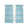thumbnail image 1 of Bohemian Ethnic Sheer Curtains 72 Inch Long 2 Panels, Red Blue Floral Lines Linen Texture Light Filtering Rod Pocket Semi Sheer Curtains, Sheer Voile Drapes for Living Room Bedroom, 52"x72", 1 of 5