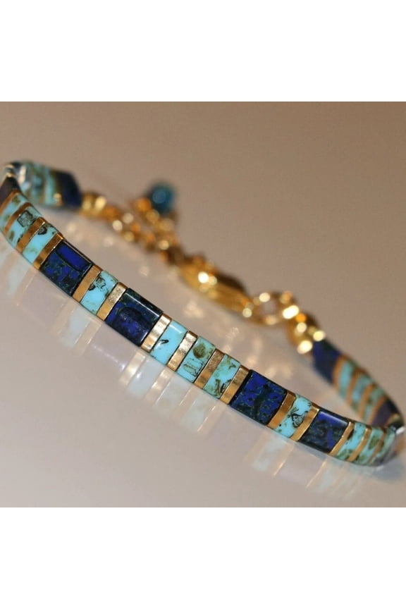 Bohemian Ethnic Style Beaded Bracelet Woven Stripe Handmade Jewelry for Women Men Casual Wear