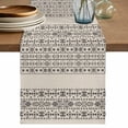 thumbnail image 1 of Bohemian Ethnic Table Runner, Brown Black Lines Linen Texture Cotton Linen Kitchen Table Decoration Washable Dining Tabletop Runners for Home Party Decor 13x36 Inches, 1 of 9