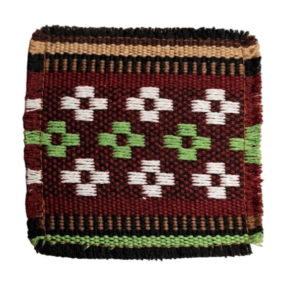 Bohemian Ethnic Woven Cup Mats Set Vintage Weave Fabric Heat Block Table Pads For Coffee Tea 11x11cm
