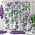 Bohemian Eucalyptus Leaves Shower Curtain Set Purple Green White Gray