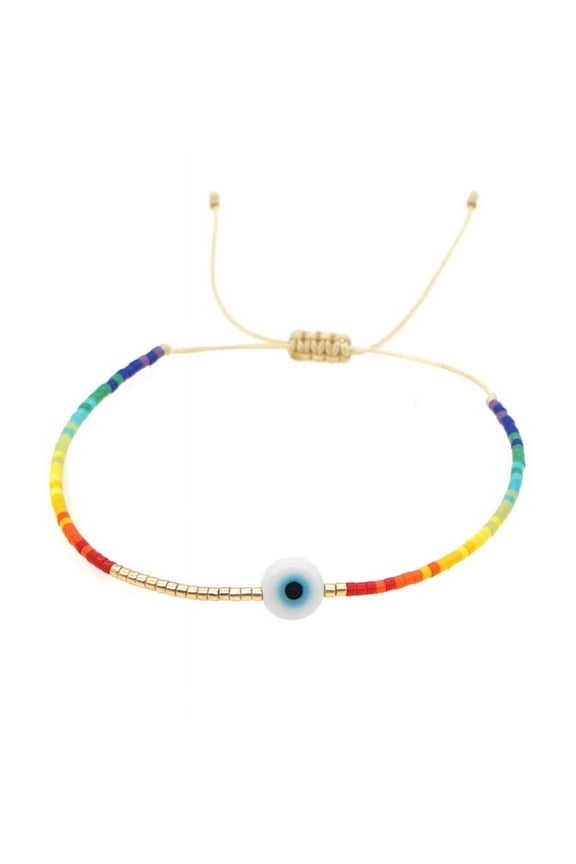 Bohemian Evil Eye Bracelet Turkish Evil Eye Bracelet for Women Cute Jewelry Beaded Bracelets Adjustable Simple Bangle