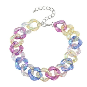 Bohemian Exaggerated Big Colorful Geometric Choker Necklace for Women Men Thick Chain Acrylic Clavicle Chain Necklace Jewelry Gift