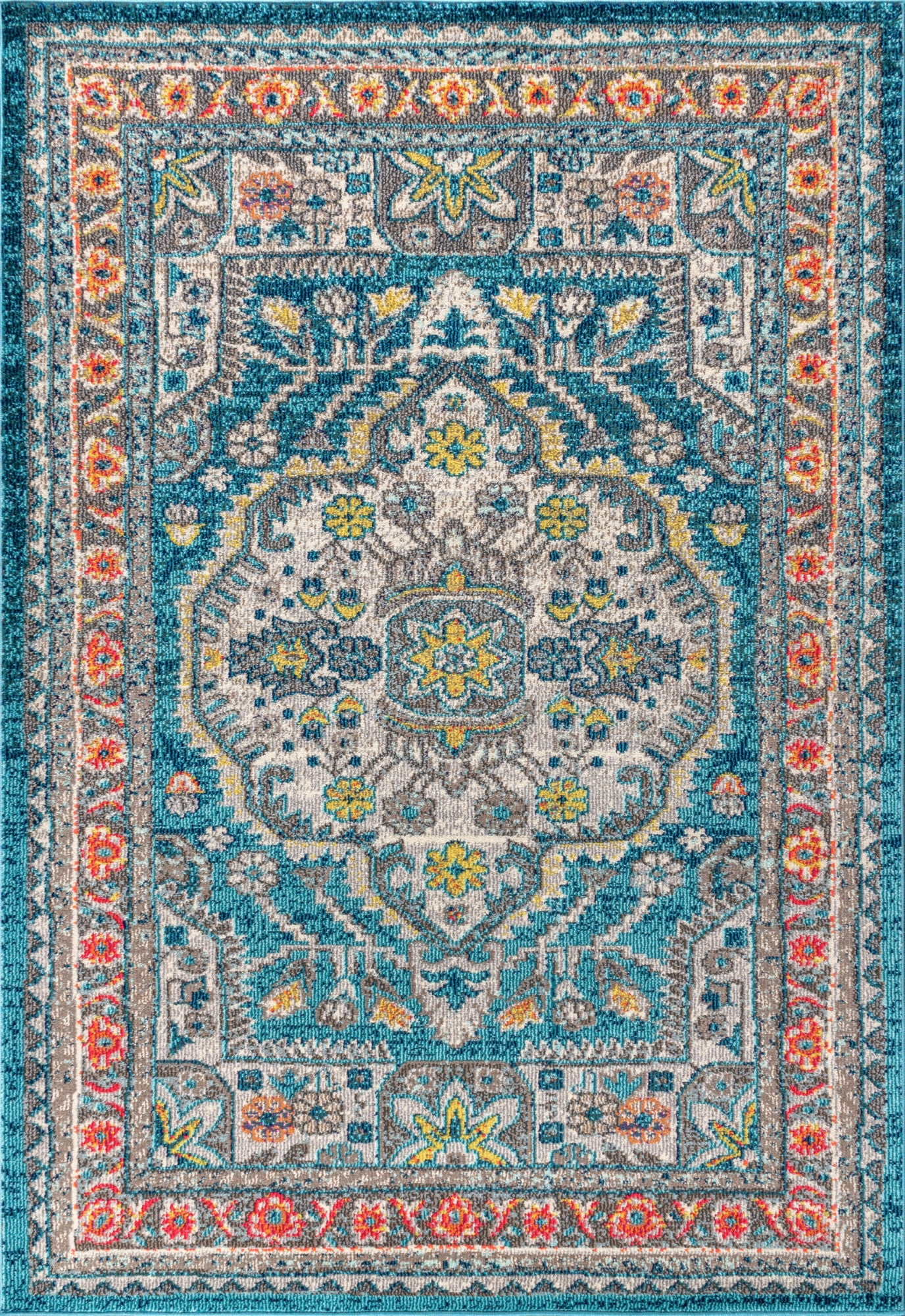 Bohemian FLAIR Boho Vintage Medallion Blue/Yellow 3 ft. x 5 ft. Area ...