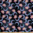 thumbnail image 1 of Bohemian Fabric by the Yard, Repetitive Ombre Colored Lotus Flowers and Crescent Moon Print, Decorative Upholstery Fabric for Chairs & Home Accents, Dark Blue Grey and Multicolor by Ambesonne, 1 of 4