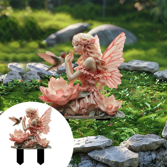 Bohemian Fairy Flower Pot Decoration Acrylic Planter Garden Accessories Home Ornament for Indoor Outdoor Display, 22 cmx30 cm, Pink