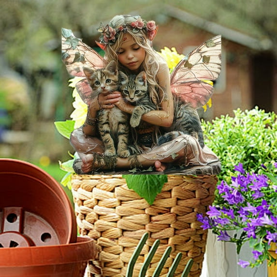 Bohemian Fairy Garden Accessories - Acrylic Planter Inserts & Vintage Fairy Statues, Whimsical Outdoor Decor for Flower Pots, DIY Yard & Lawn Decoration (2025 New Design)