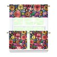 thumbnail image 1 of Bohemian Farmhouse Curtains 24" Short - 3 Panel Vintage Floral Set with Wildflowers & Sunshine, Rod Pocket Window Drapes for Rustic Kitchen, 1 of 5
