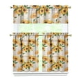 thumbnail image 1 of Bohemian Farmhouse Curtains 36 Inch Short - 3 Panel Vintage Floral Set with Wildflowers & Sunshine, Rod Pocket Window Treatment, 1 of 6