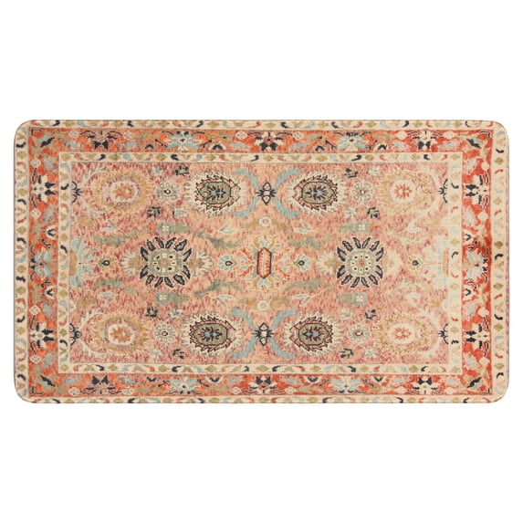 Bohemian Farmhouse Orange Vintage Welcome Doormat for Indoor/Outdoor Entrance Bohemian Farmhouse Orange Vintage Decoration Door Mat Kitchen Door Mat Bedroom Doormat 17x30 Inch