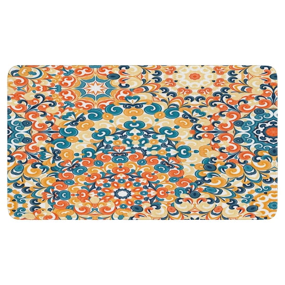 Bohemian Farmhouse Orange Vintage Welcome Doormat for Indoor/Outdoor Entrance Bohemian Farmhouse Orange Vintage Decoration Door Mat Kitchen Door Mat Bedroom Doormat 17x30 Inch
