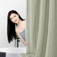 thumbnail image 1 of Bohemian Farmside Linen Heavy Duty Striped Shower Curtain Set with Tassel | Water Repellent Vintage Style Fabric Bathroom Decor | 90x180cm, 1 of 7