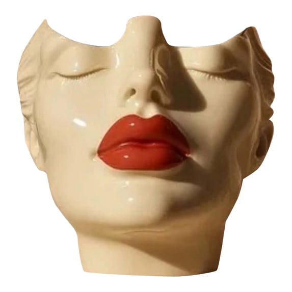 Bohemian Flower Pot with Female Head Shape Design - Modern Statue Organizer for Makeup Brushes and Cosmetics Storage Stylish Home for Shelf and Table