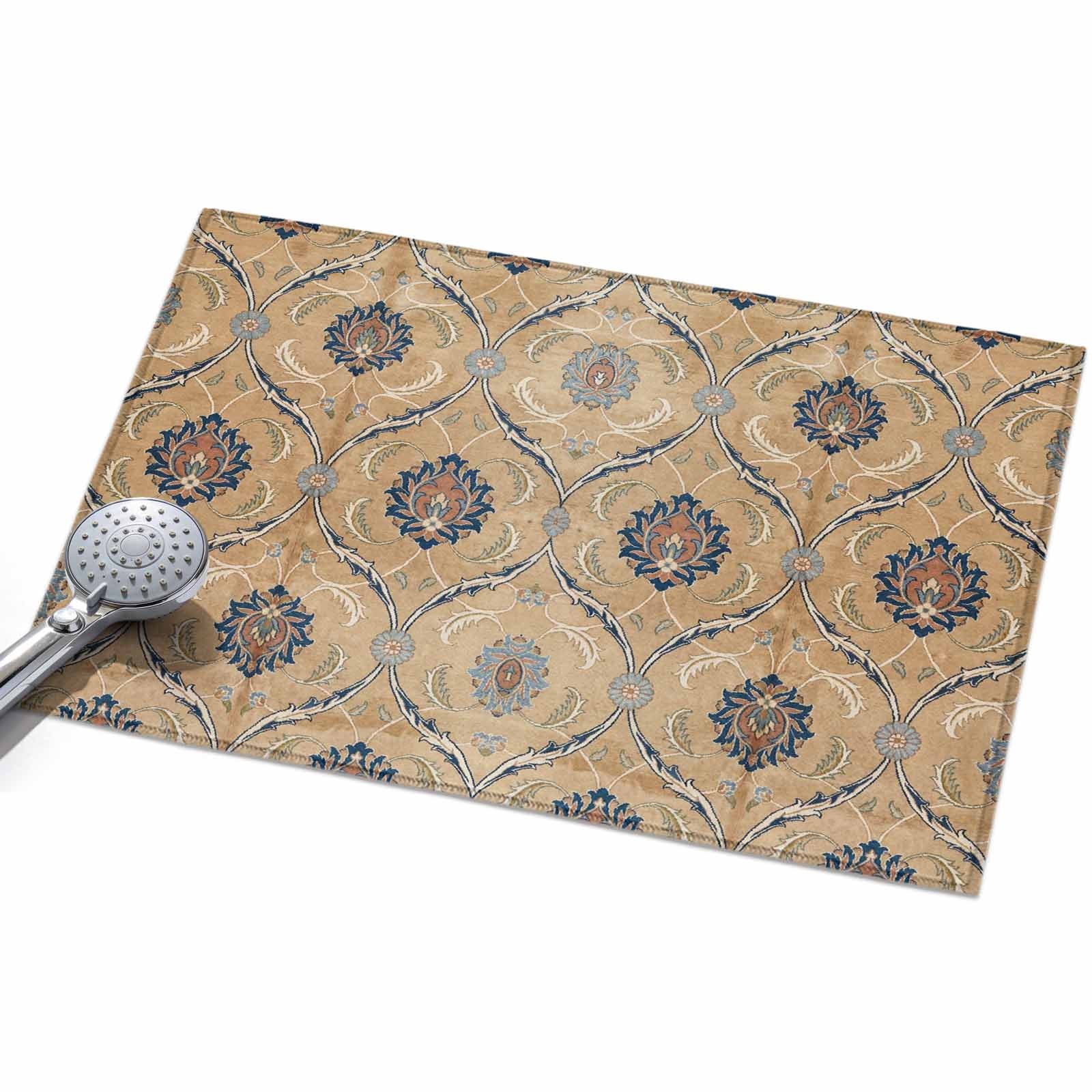 Bohemian Floral Area Rug, Vintage Retro Brown Flower Pattern Ethnic Art ...