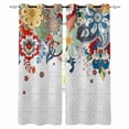thumbnail image 1 of Bohemian Floral Blackout Curtains 63 Inches Long for Bedroom, Retro Abstract Flowers Boho Ethnic Thermal Insulated Room Darkening Black Out Window Curtain Panels Grommet Drapes for Living Room, 1 of 8