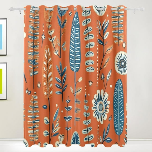 Bohemian Floral Botanical Blackout Curtains for Living Room Bedroom 55W x 72/84L Insulated Window Drapes 2 Panels