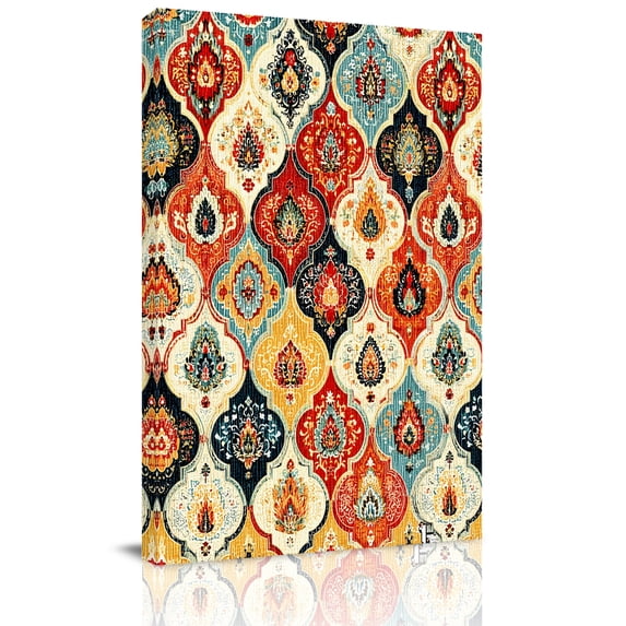 Bohemian Floral Canvas Wall Art for Living Room, Moroccan Exotic ...
