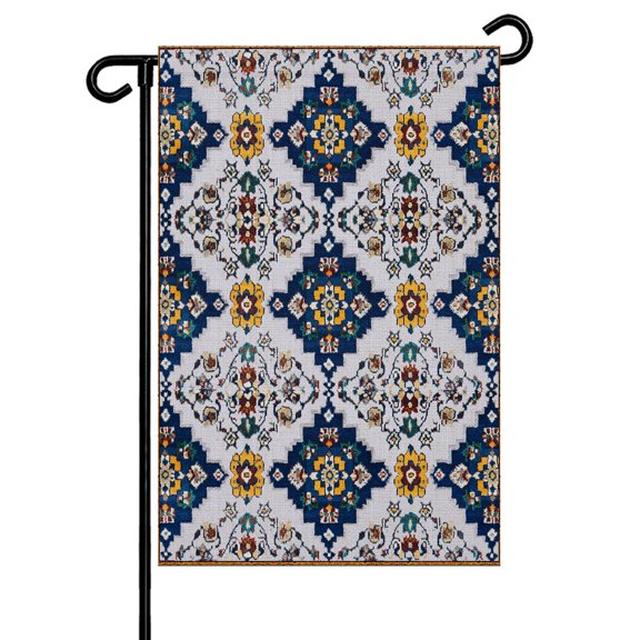 Bohemian Floral Garden Flag 12x18 Inch Vintage Boho Ethnic Tribal Flower Leaf Pattern Double Sided Small Decorative Garden Flags for Outside, Outdoor Yard Porch Lawn Decoration