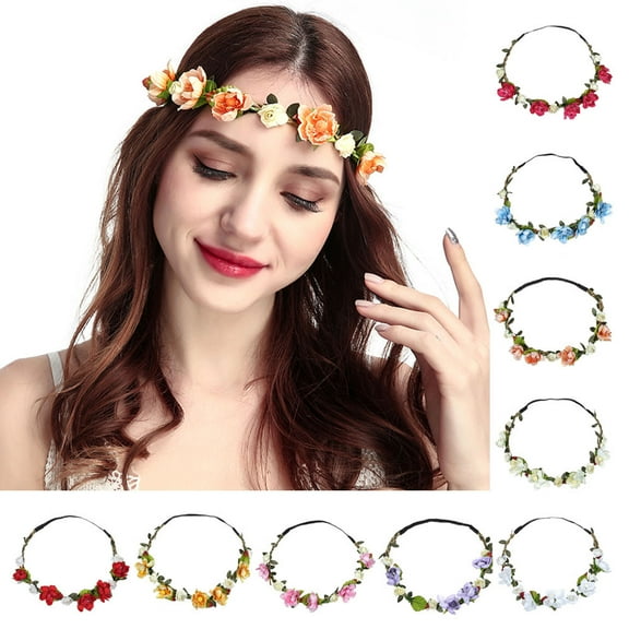 Bohemian Floral Garland Headband for Women Festival Wedding and Beach Party