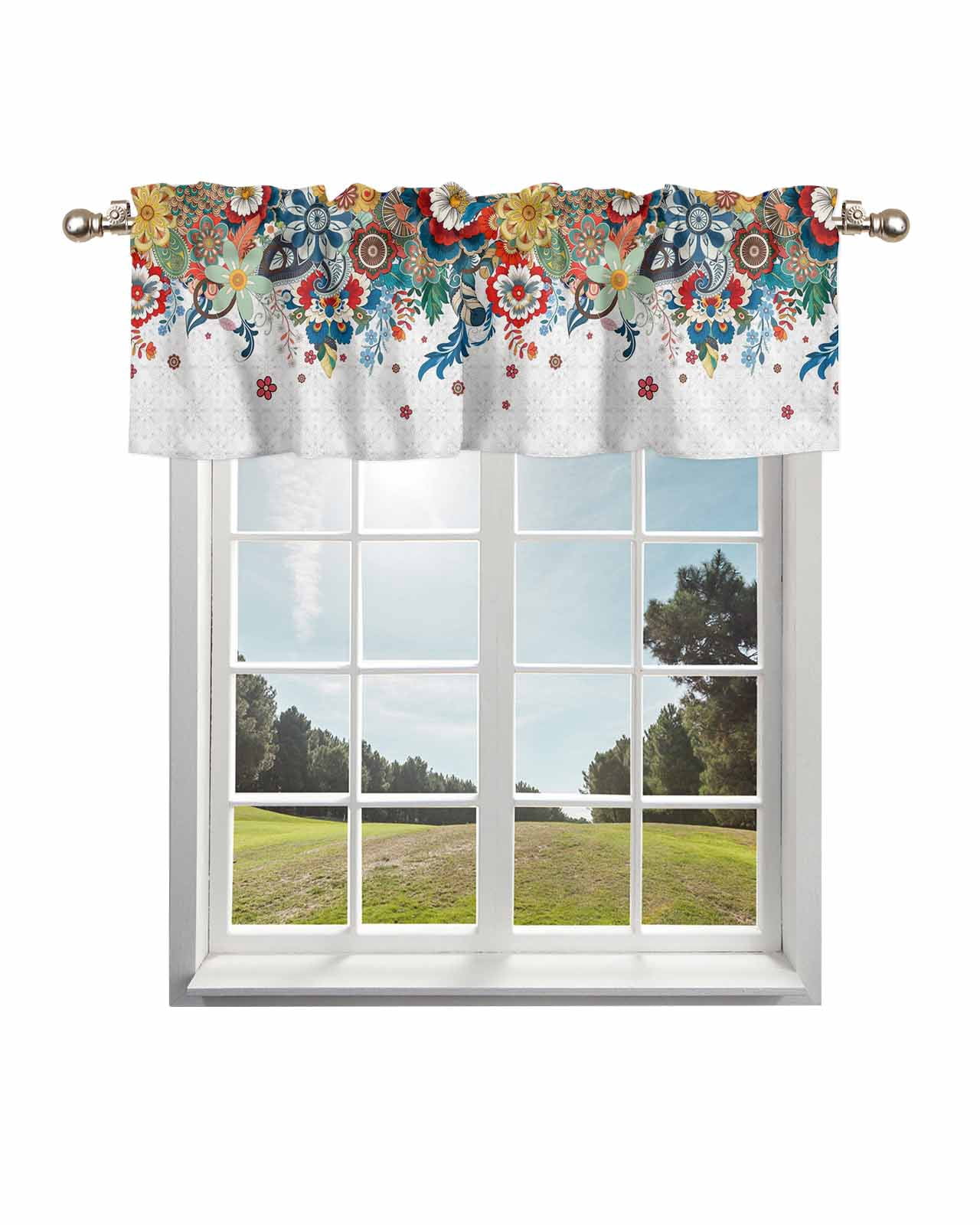 Curated visual reference: Picture Idea: Bohemian Floral Kitchen Curtain Valances For Windows Farmhouse Short