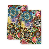 Bohemian Floral Kitchen Towels Decorative Colorful Flowers Kitchen Dish Towels, Absorbent Soft Hand Towels Tea Towels Bar Towels Kitchen Farmhouse Home Decor