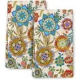 thumbnail image 1 of Bohemian Floral Kitchen Towels Decorative Set Boho Mandala Dish Towels Absorbent Dish Cloths Set Colorful Flowers Tea Hand Towels for Kitchen Farmhouse Holiday Home Decor (2 Pack, 16"x24"), 1 of 6
