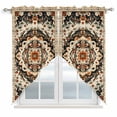 thumbnail image 1 of Bohemian Floral Kitchen Window Curtains, Swag Curtains Valance for Bedroom Living Room Bathroom, Vintage Boho Retro Ethnic Tribes Rod Pocket Window Treatment Curtain Block Drapes 2 Panels 36"x36", 1 of 9