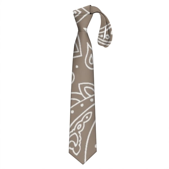 Bohemian Floral Men's Tie - Retro Ethnic Pattern Satin Necktie for Groom, Prom & Formal Events, 3.34" Wide Wrinkle-Free Business Tie with Elegant Finish