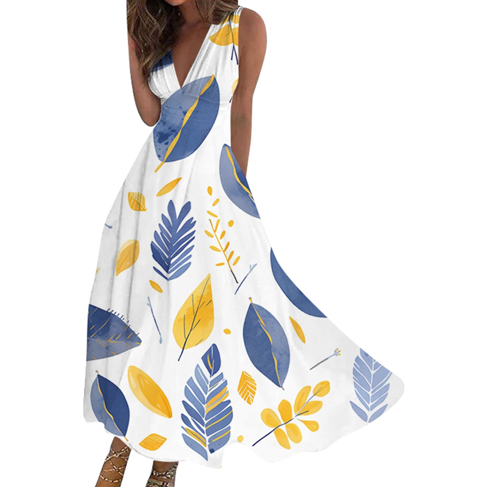 FUTURO FASHION Women's Tulip Dress - Sleeveless V-Neck Empire Waist, Navy, Size 6-16 - View #6