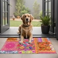 thumbnail image 1 of Bohemian Floral Patchwork Non-Slip Entryway Door Mat,Boho Indoor Decor Durable Low Plush Door Mat,Washable Welcome Rug for Patio Hallway Home Decor 20x32 Inches, 1 of 7