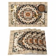 thumbnail image 1 of Bohemian Floral Placemats Set of 4 Vintage Boho Retro Ethnic Tribes Place Mats Indoor Wipeable Table Mats Washable Cloth Dining Table Placemats for Kitchen Holiday Party Home Decor 13x19 Inch, 1 of 9