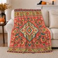 thumbnail image 1 of Bohemian Floral Pumpkin Bat Autumn Festive, Festive Botanical Garden Scene, Warm Flannel Blanket for Sunroom and Reading Nook, Garden Lovers Thanksgiving Gift, Artistic Home Decor, 1 of 9